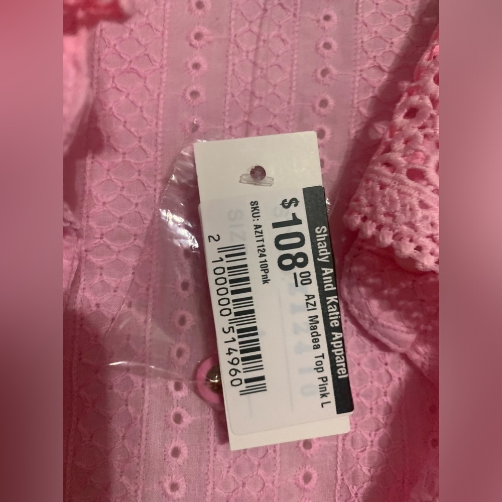 A.Z.I New York Madea Pink Eyelet Lace Top NWT - Picture 3 of 5